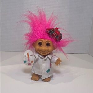 Troll Doll with Pink Hair and Artist Outfit